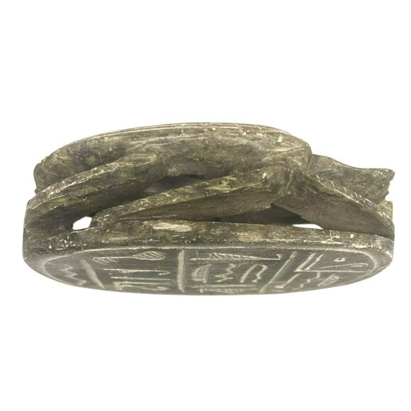 Hand-Carved Egyptian Scarab Beetle Paperweight Soapstone With Intricate Hierogly - Picture 7 of 7